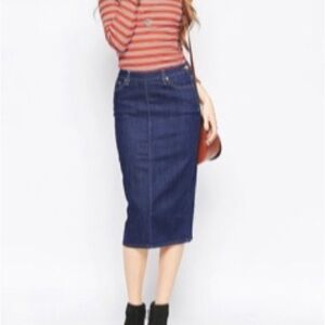 NWT Dittos Midi Pencil ✏️ Skirt - Blue London Rinse - Denim Stretch -Size 25/sm